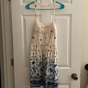 Blue and light pink floral sundress, size L, NWT